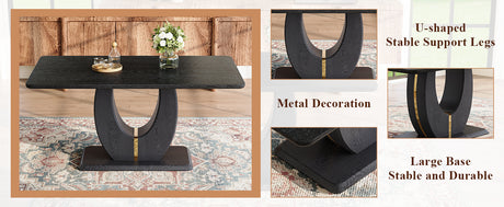 Black Wood Grain Dining Table Set for 4 people, 63' Modern MDF Dining Room Table Set .Paired with 4 Brown Suede Fabric chairs with decorative buckle design on the backrest.For Dining Room,Kitchen,etc. - sold by Home Elegance USA