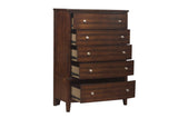 Dark Cherry Finish 1pc Chest of 5x Drawers Satin Nickel Tone Knobs Transitional Style Bedroom Furniture - B01162464 - Home Elegance USA - 3