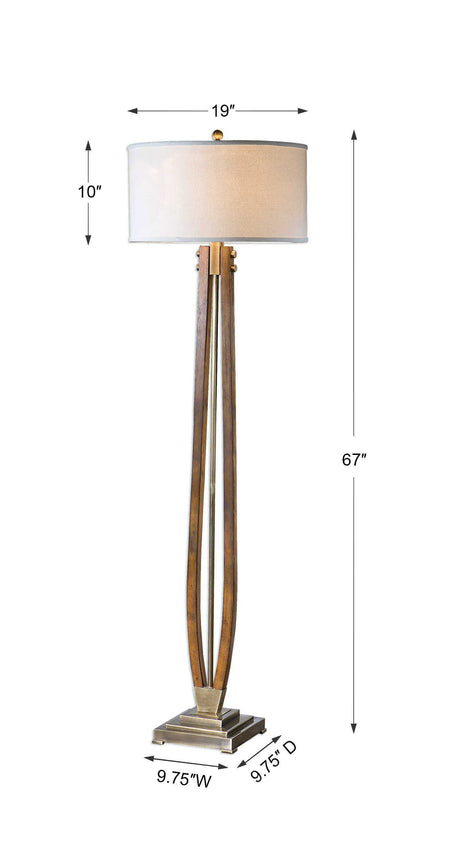 Boydton Burnished Wood Floor Lamp - Gold / Beige by Uttermost - View 5