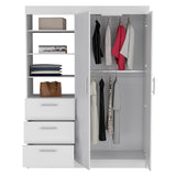 Kenya 3 Drawers Armoire, Double Door, 3-Tier Shelf -White - sold by Home Elegance USA