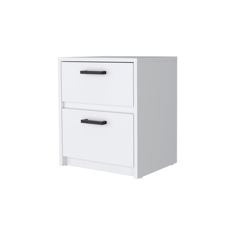 Karval 2 Piece Bedroom Set, Armoire + Nightstand, White - sold by Home Elegance USA