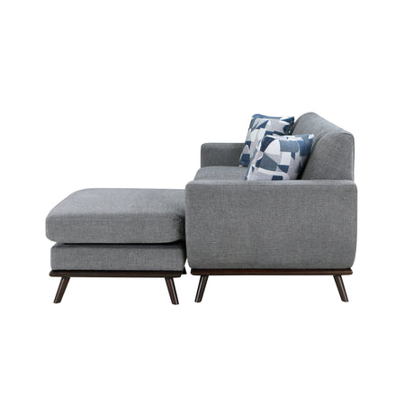 Solid Wood Reversible Sofa Chaise Gray Chenille Upholstered Decorative Pillows Mid-Century Modern Living Room Furniture 1pc - sold by Home Elegance USA