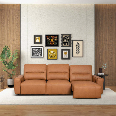 Grant Triple PWR Convertible Sofa - Cognac Leather - sold by Home Elegance USA