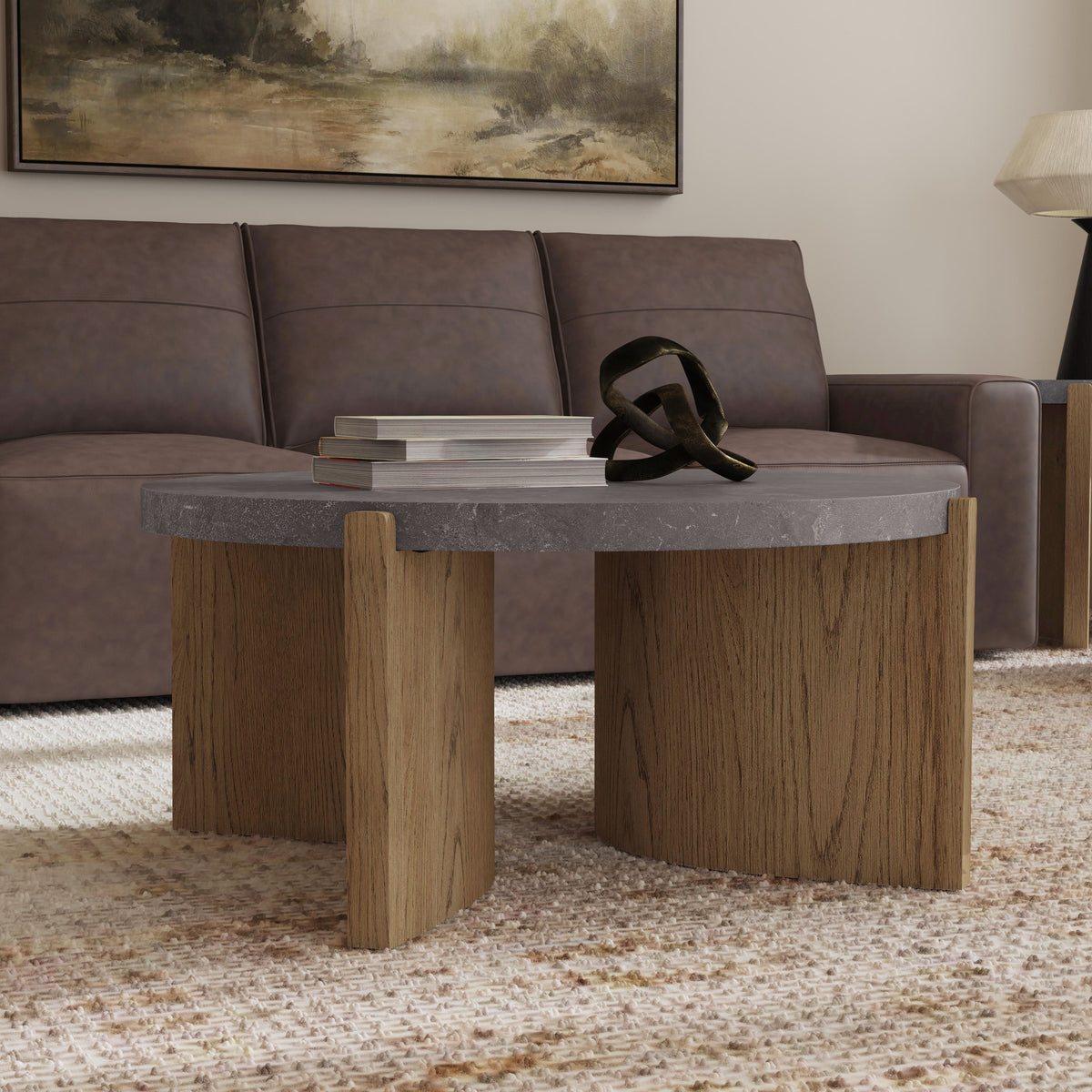 Eclipse Round Coffee Table - Light Brown / Dark Gray | Flexsteel