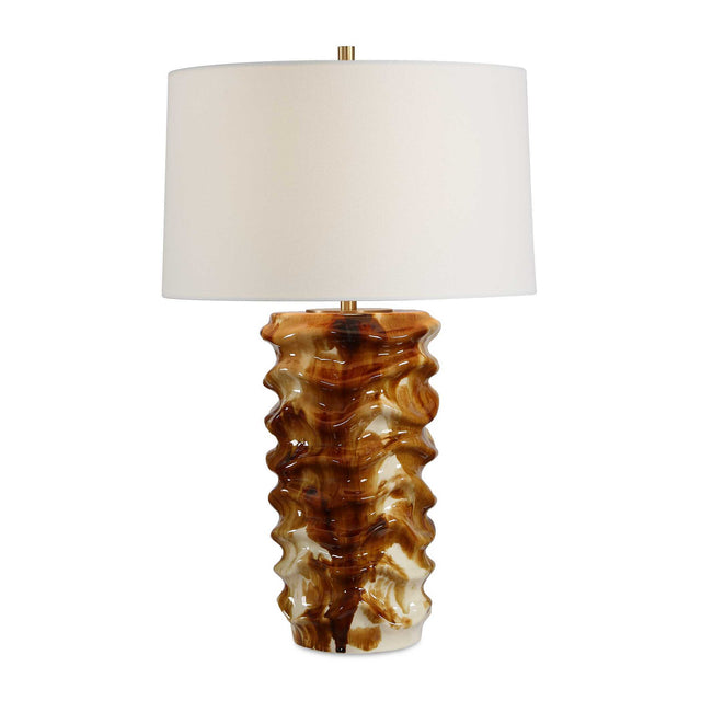 Bassa Glazed Table Lamp Brown / Cream - Light Brown / White by Uttermost - View 1