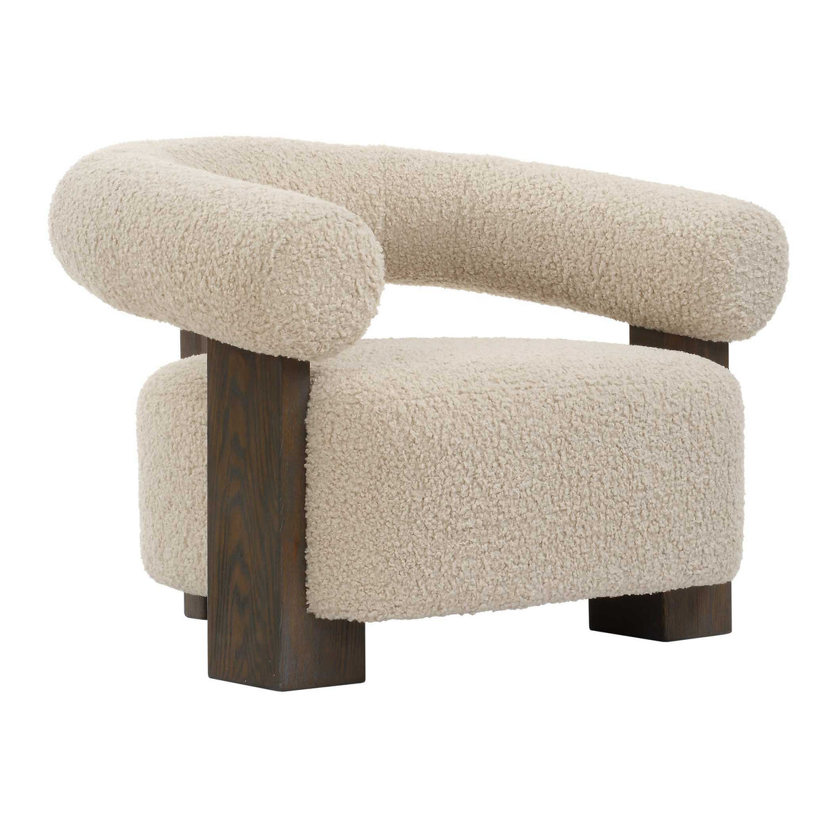 Lennox Shearling Accent Chair Beige / Brown - Beige / Dark Brown by Uttermost - View 4