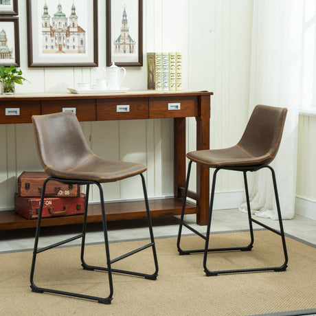 Bronco Antique Wood Finished Counter Height Dining Set: Table and Six Brown Chairs - sold by Home Elegance USA
