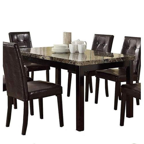 Faux Marble Table Top Upholstered chairs 7pc Dining set Dining Table and 6x Side Chairs Tufted Back Chair - sold by Home Elegance USA