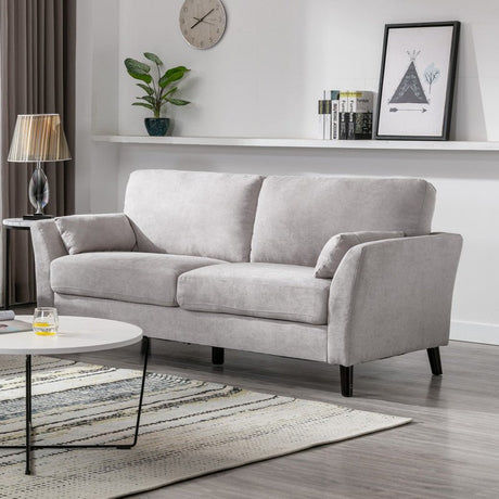 Damian Light Gray Velvet Fabric Sofa | Home Elegance USA