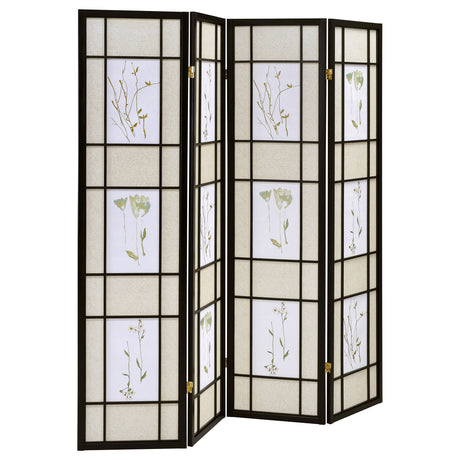 4 Panel Room Divider - Catabella 4-panel Floral Print Folding Screen Multi-color