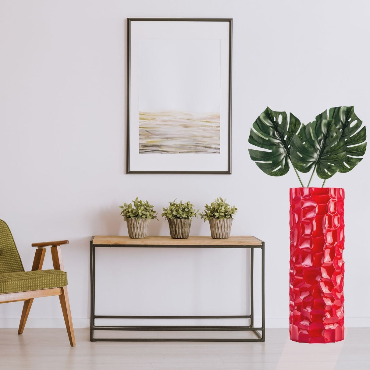 Textured Honeycomb Vase // Red, 36"  | Finesse