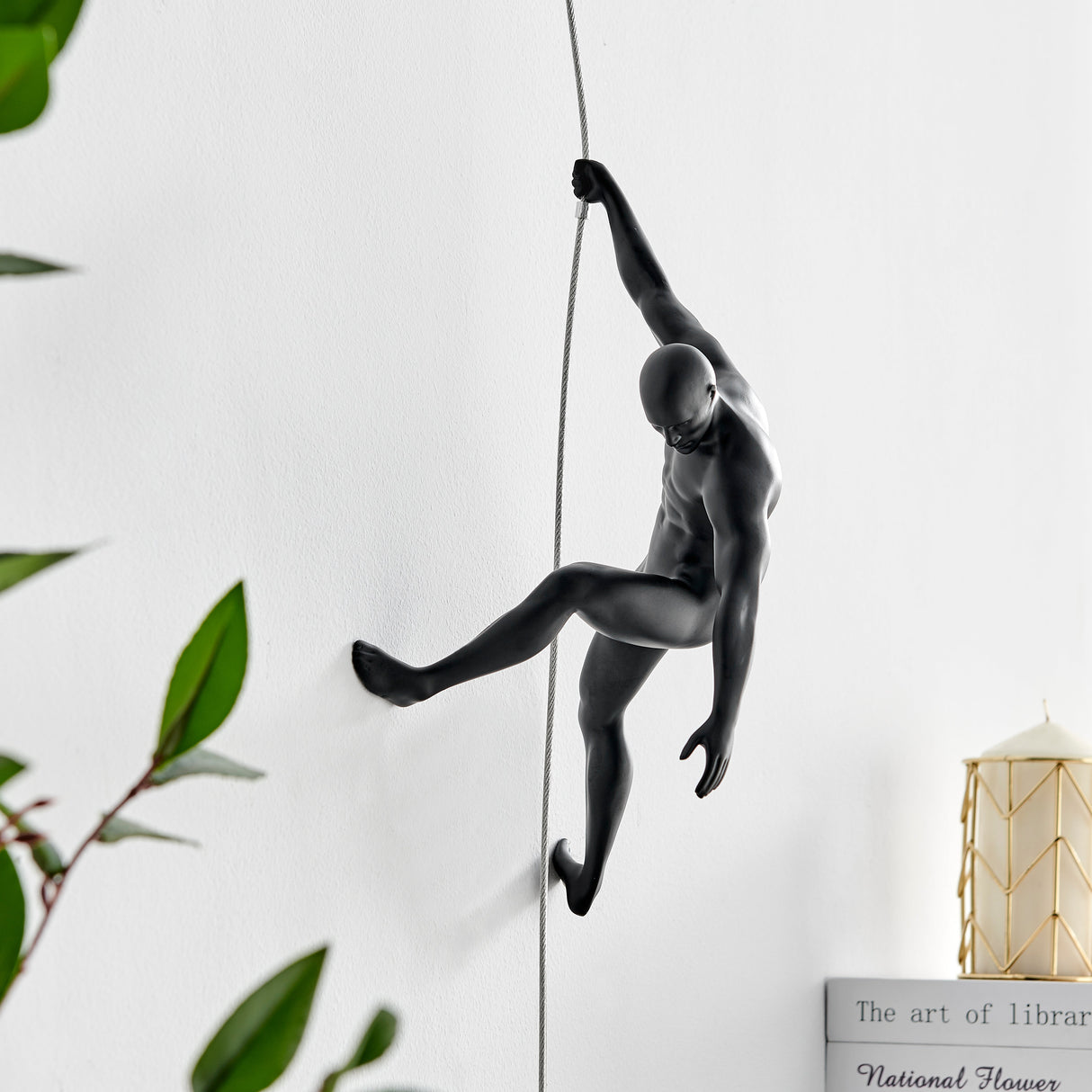 Climbing Couple Set of Two Wall Sculptures // Matte Black and Gold  | Finesse