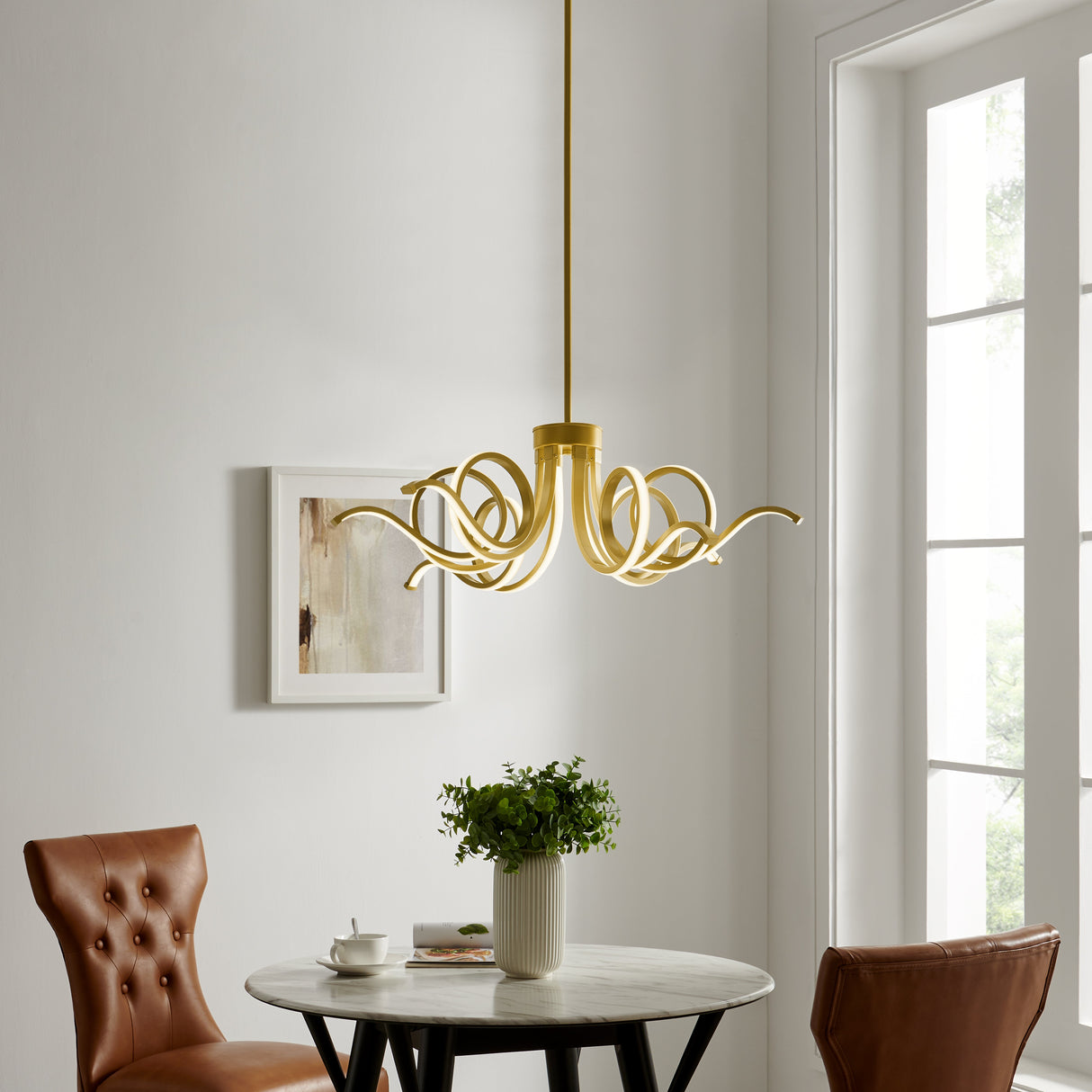Magnolia LED Adjustable Chandelier // Sandy Gold  | Finesse -  Home Elegance USA