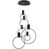 Hong Kong LED Circular Chandelier // Matte Black  | Finesse