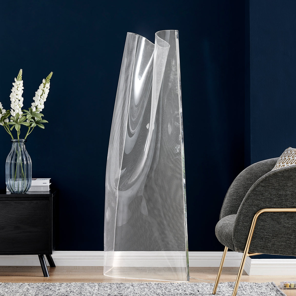 Acrylic Lace Floor Lamp // Chrome  | Finesse -  Home Elegance USA