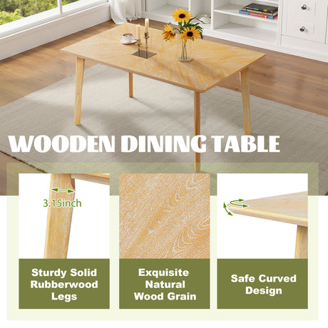 6PCs Dining Room Table Set, Rustic Farmhouse Dining Room Rectangular Table with 4 Upholstered Chairs and Bench, Solid Wood Kitchen Dining Table Set for 6 Persons - sold by Home Elegance USA