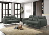 Anthracite Gray Top Grain Leather 2pc Sofa Set Sofa And Loveseat Contemporary Living Room Furniture Full Leather Couch