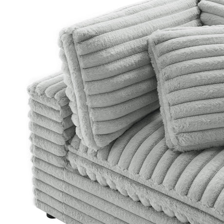 Jenny 5-Piece Sectional in Plush Polyester Cord-Like Fabric, Gray - sold by Home Elegance USA