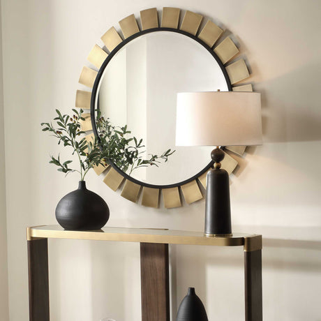 Toluca Round Mirror Brass - Gold by Uttermost - View 3