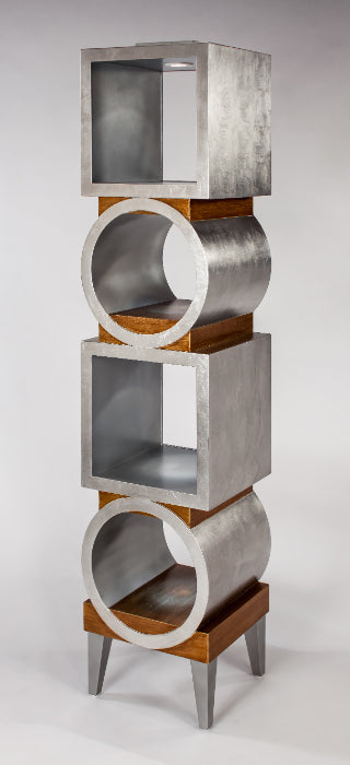 Artmax 4472-C1 Silver & Worn Gold Etagere with Lighting – 79.5" - Home Elegance USA