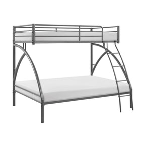Gray Metal Frame Twin/Full Bunk Bed, Youth Bed, Youth Bedroom Furniture, Easy Assembly - sold by Home Elegance USA