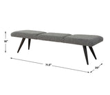 Bowtie Charcoal Fabric Bench - Dark Gray by Uttermost - View 9