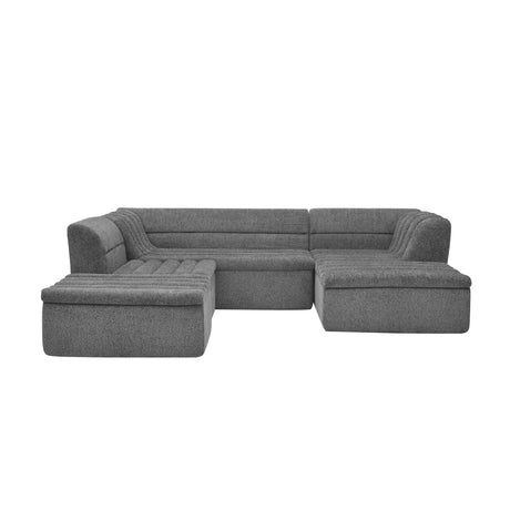 135' U-Shaped Modular Sectional Sofa with Chaise and Movable Ottoman for Living Room, Chenille Upholstered Boneless Couches with Wave-Shaped Armrest, No Pillows Included - sold by Home Elegance USA