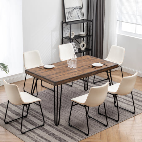 Aryven Industrial 7-Piece Dining Set, Antique White - sold by Home Elegance USA