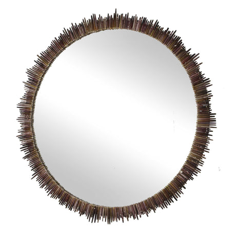 Tiger Sea Urchin Round Mirror Brown / Green - Dark Brown by Uttermost - View 3