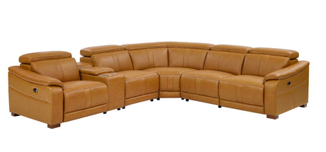 Leather Match Modular Sectional with Recliner Seat and Adjustable Headrest and Storage Console with Cup Holders - sold by Home Elegance USA