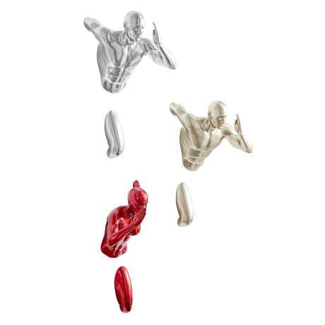 Set of three Wall Runners Sculptures // Metallic Red, Gold, Chrome  | Finesse - Home Elegance USA