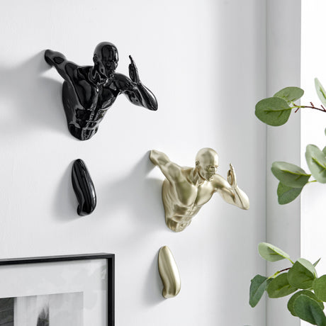Set of Two Wall Runners Sculptures // Black & Gold  | Finesse - Home Elegance USA