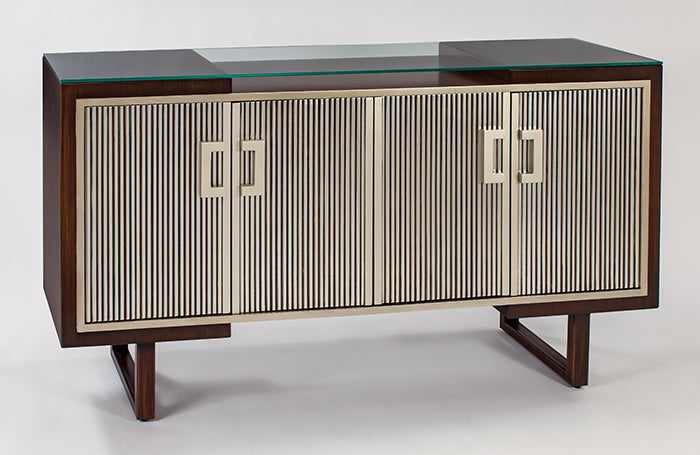 Autumn Cherry Cabinet 4496-S with Champagne Trim & Silverleaf Fluted Doors – Artmax - Home Elegance USA