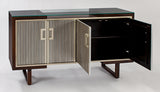 Autumn Cherry Cabinet 4496-S with Champagne Trim & Silverleaf Fluted Doors – Artmax - Home Elegance USA