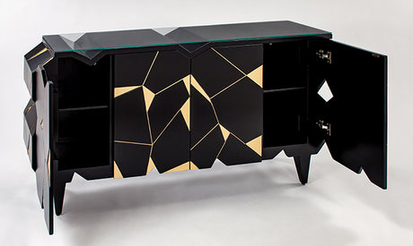 Black Cabinet 4498-S with Antique Gold Details & Optional Mirror – Artmax - sold by Home Elegance USA