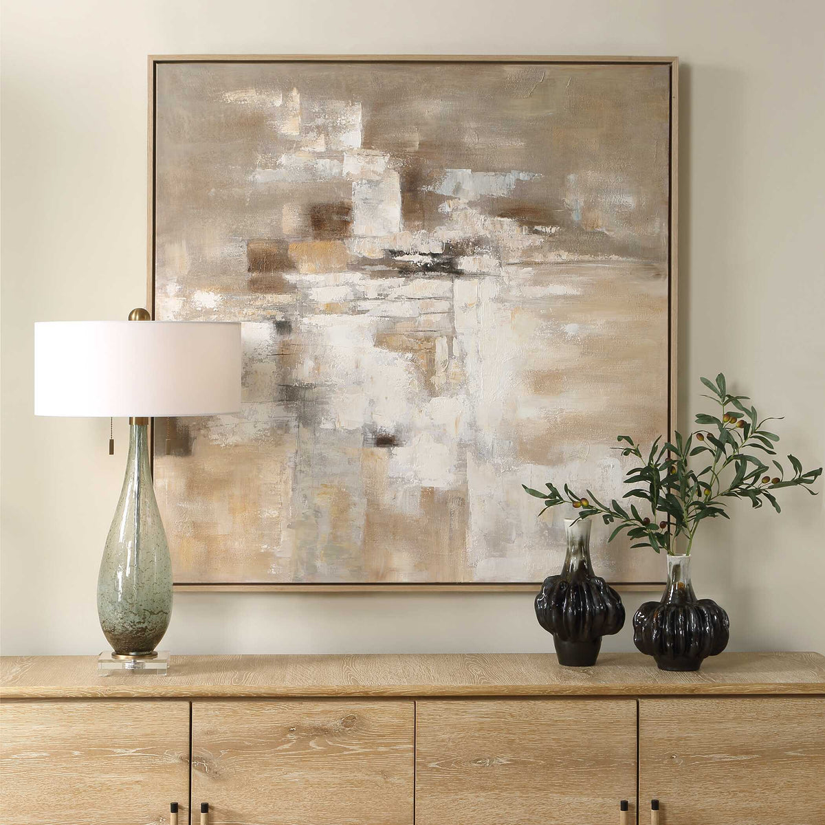 Time To Time Hand Painted Abstract Art Black / Brown / Gray / White / Woodtone - Light Brown by Uttermost - View 2