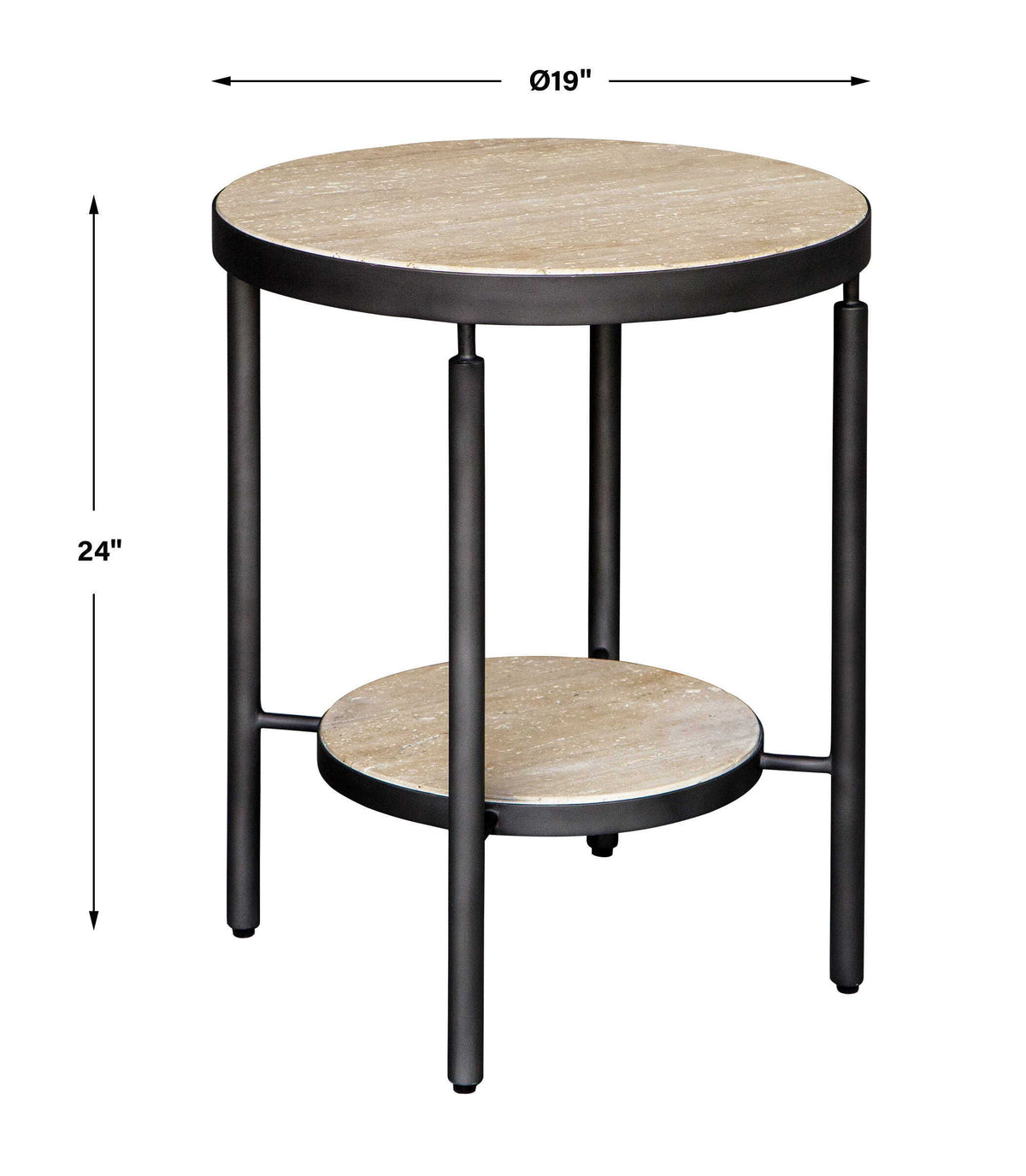 Dauntless Side Table Travertine - Black / Beige by Uttermost - View 8