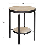 Dauntless Side Table Travertine - Black / Beige by Uttermost - View 8