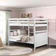 Bunk Bed Full Over Full White Finish Sturdy Wood Frame Guard Rails Youth Bedroom Furniture 1pc - sold by Home Elegance USA