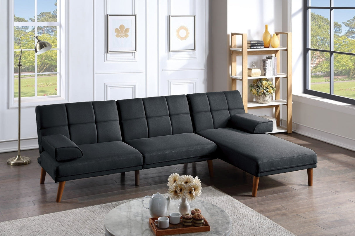 Black Polyfiber Adjustable Tufted Sofa Living Room Solid wood Legs Plush Couch - HS00F8519 - ID - AHD - Home Elegance USA - 7