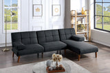 Black Polyfiber Adjustable Tufted Sofa Living Room Solid wood Legs Plush Couch - HS00F8519 - ID - AHD - Home Elegance USA - 7