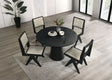 Contemporary 5pc Black Dining Set Gray Upholstery Table w 4x Side Chairs 48' Round Dining Table - sold by Home Elegance USA