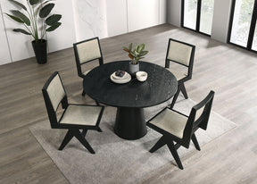 Contemporary 5pc Black Dining Set Gray Upholstery Table w 4x Side Chairs 48' Round Dining Table - sold by Home Elegance USA