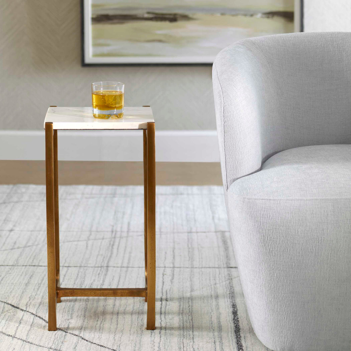 Affinity White Marble Accent Table by Uttermost - View 3