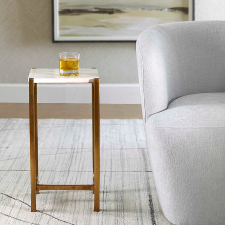 Affinity White Marble Accent Table by Uttermost - View 3