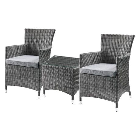 Acme - Tashelle 3PC Pack Patio Bistro Set 45000 Gray Fabric & Gray Wicker