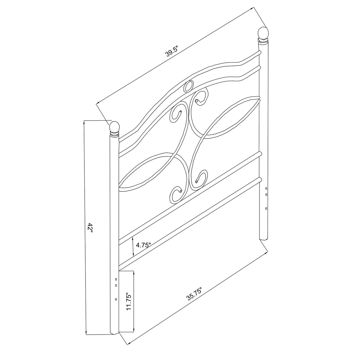 Twin Headboard - Callie Twin Metal Headboard Matte Black