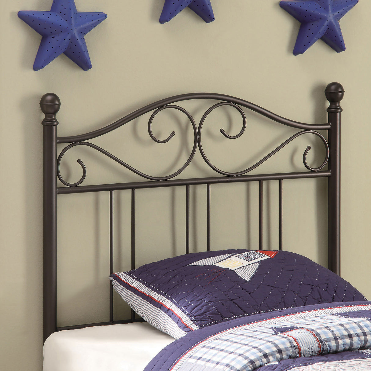 Twin Headboard - Ellis Scroll Twin Headboard Dark Bronze