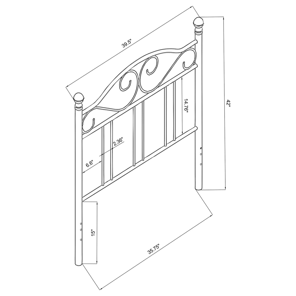 Twin Headboard - Ellis Scroll Twin Headboard Dark Bronze