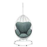 Acme - Simona Hanging Chair 45032 Green Fabric & White Wicker